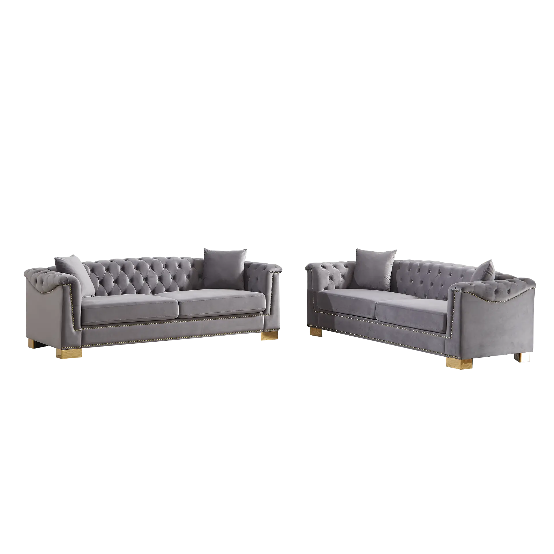 Velvet Chesterfield Six-Seat Tufted Sofa Set - view 40