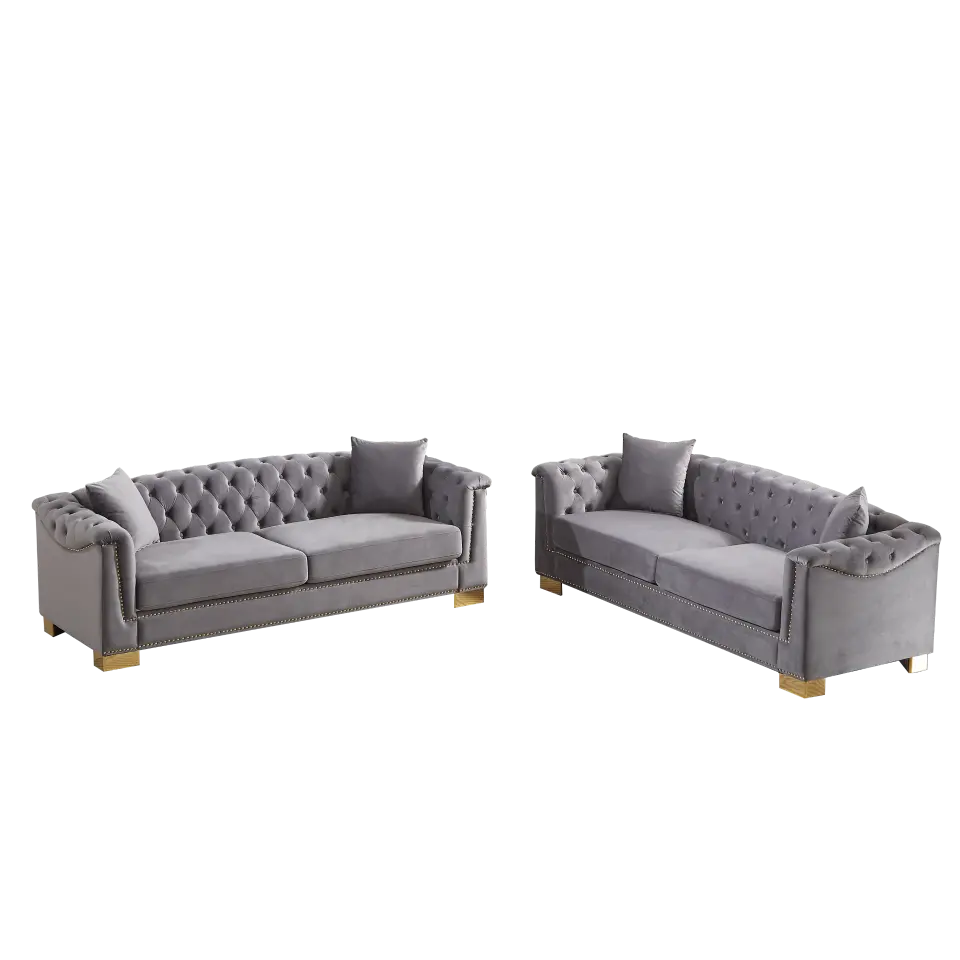 Velvet Chesterfield Six-Seat Tufted Sofa Set thumbnail 41