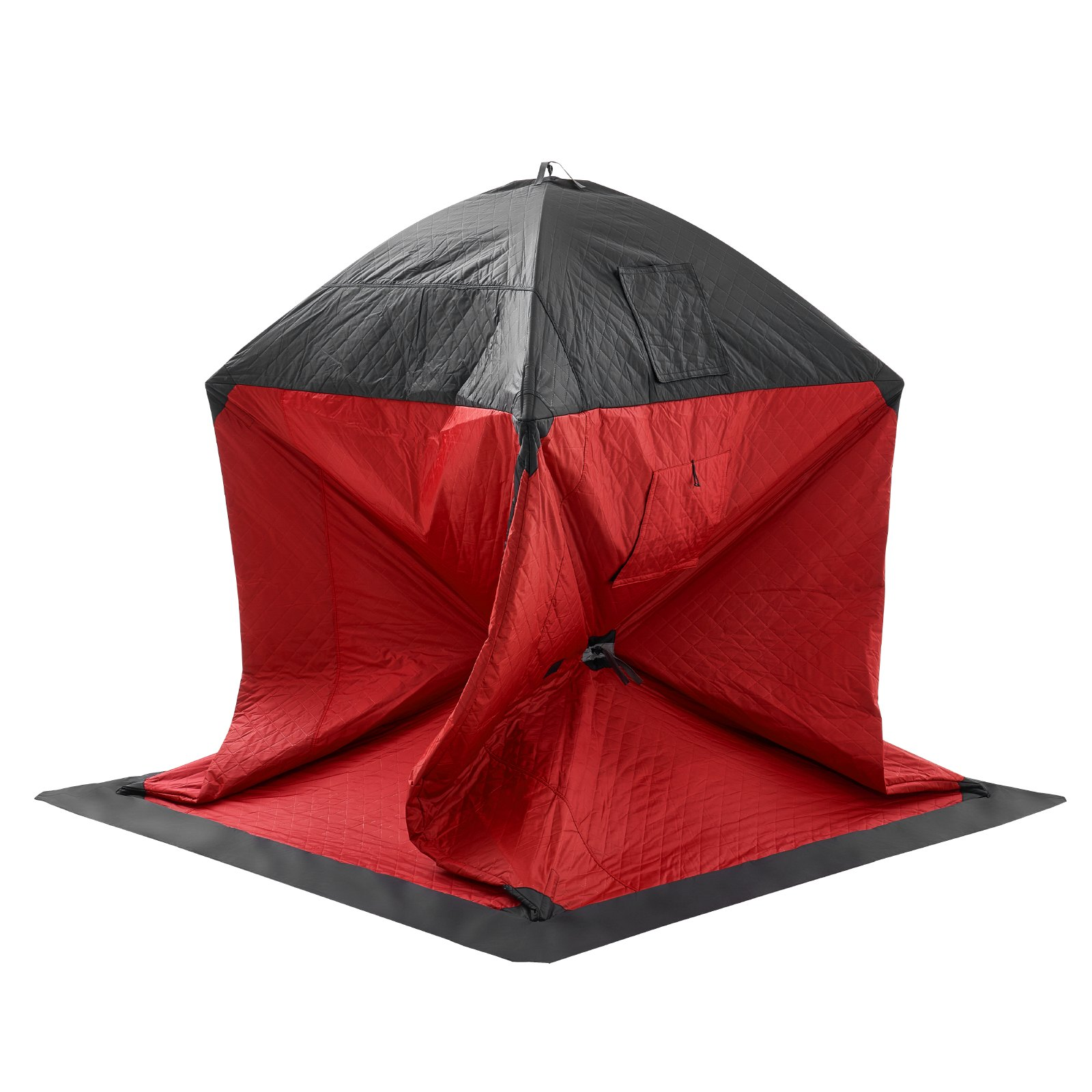 Portable Insulated Ice Shelter 3-4 Person Pop-Up Ice Fishing Tent 71"x71", Red
