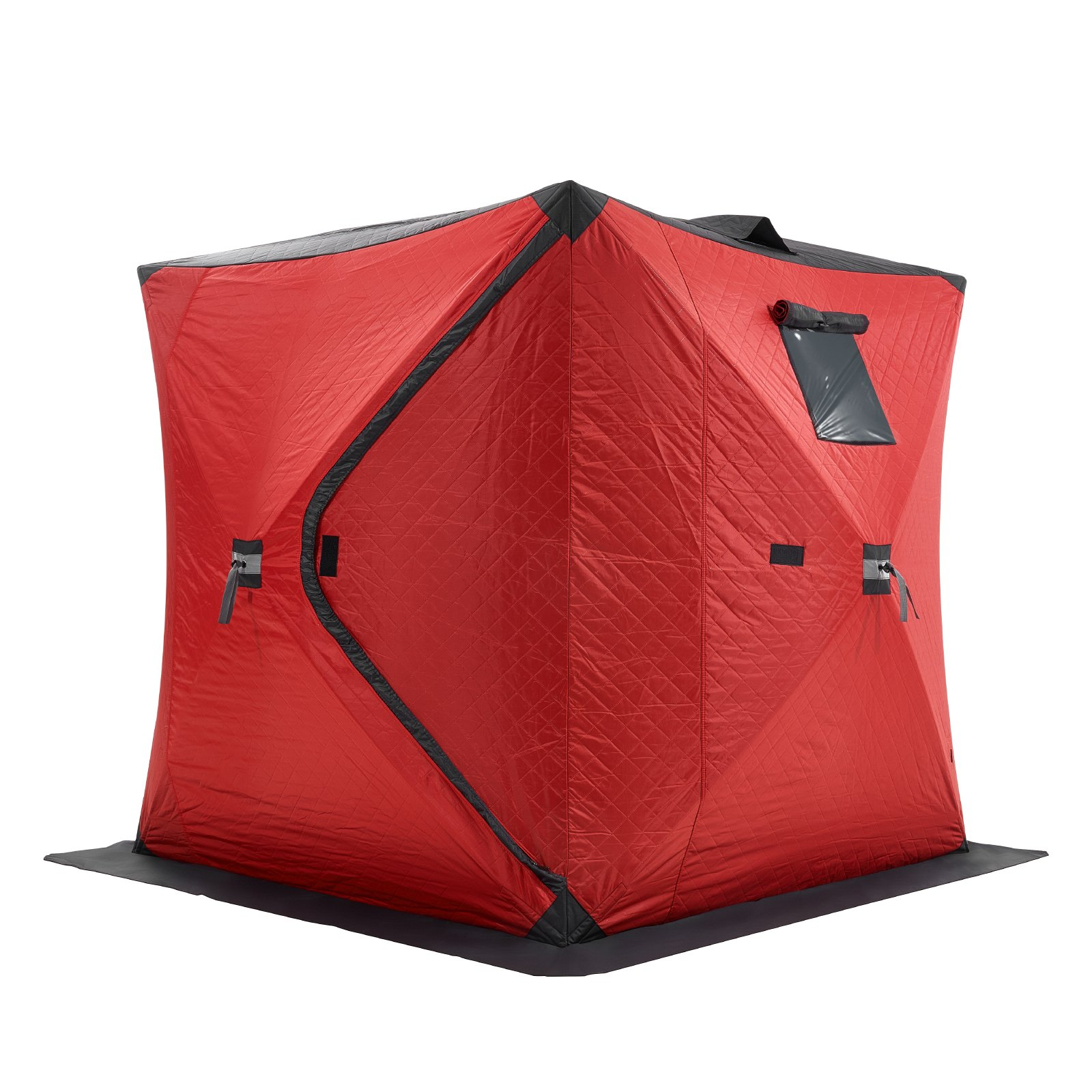 Portable Insulated Ice Shelter 3-4 Person Pop-Up Ice Fishing Tent 71"x71", Red