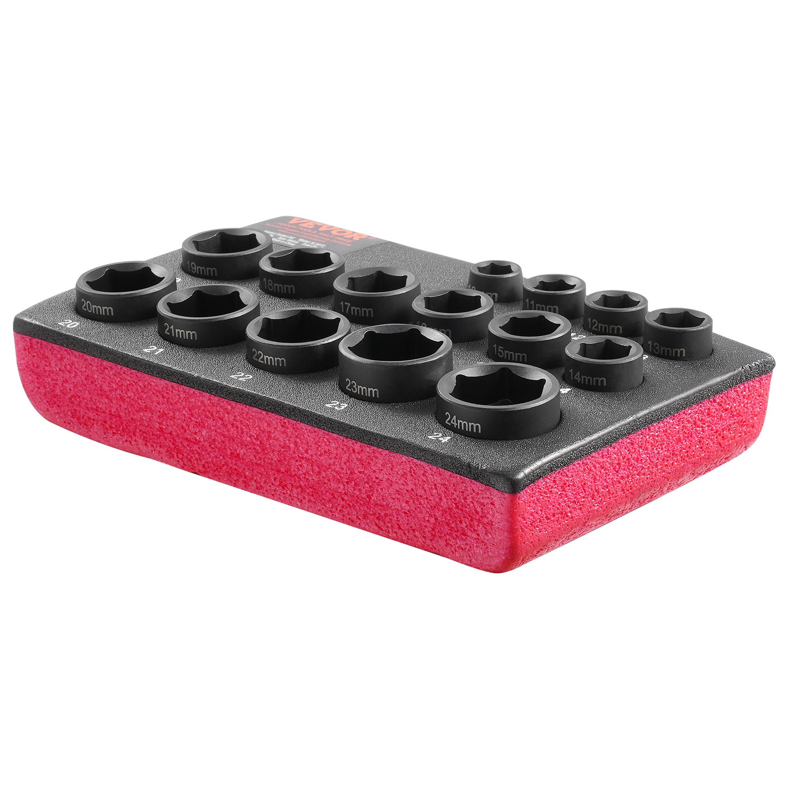 Juego de enchufes de impacto VEVOR 15 piezas 6 puntos 3/8" broca de accionamiento trinquete kit de herramientas estuche - Imagen 9 de 10