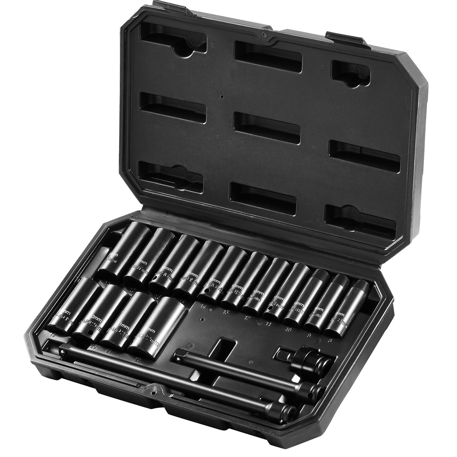 Juego de enchufes de impacto VEVOR 18 piezas 6 puntos 3/8" broca de accionamiento trinquete kit de herramientas estuche - Imagen 8 de 10
