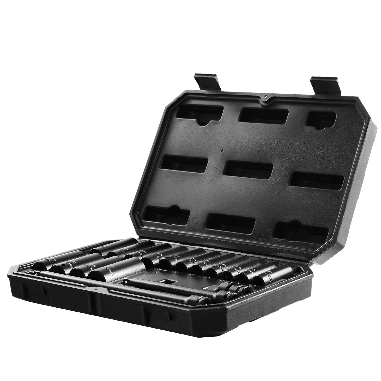 Juego de enchufes de impacto VEVOR 18 piezas 6 puntos 3/8" broca de accionamiento trinquete kit de herramientas estuche - Imagen 9 de 10