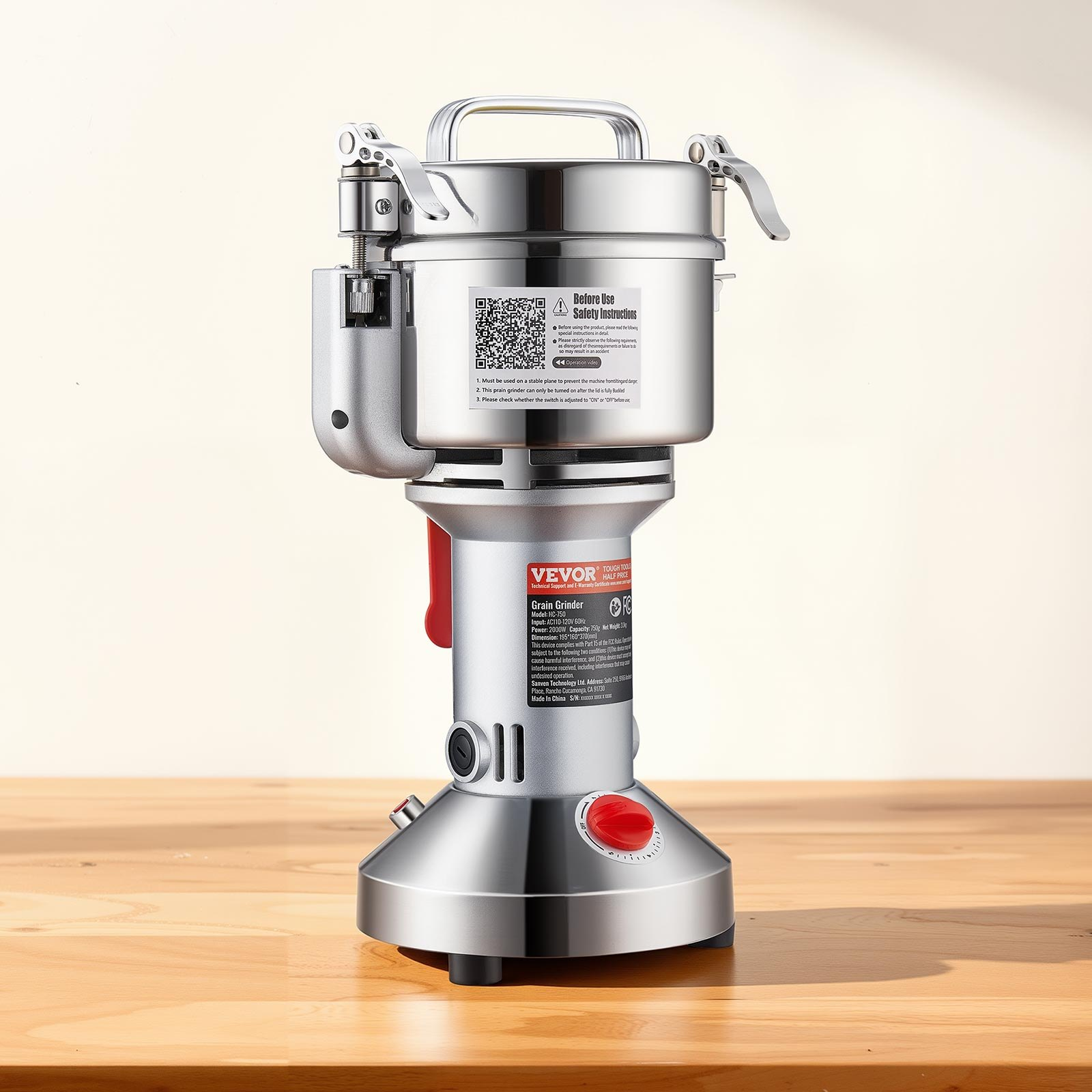 550g Electric Grain Mill Grinder, Straight Type