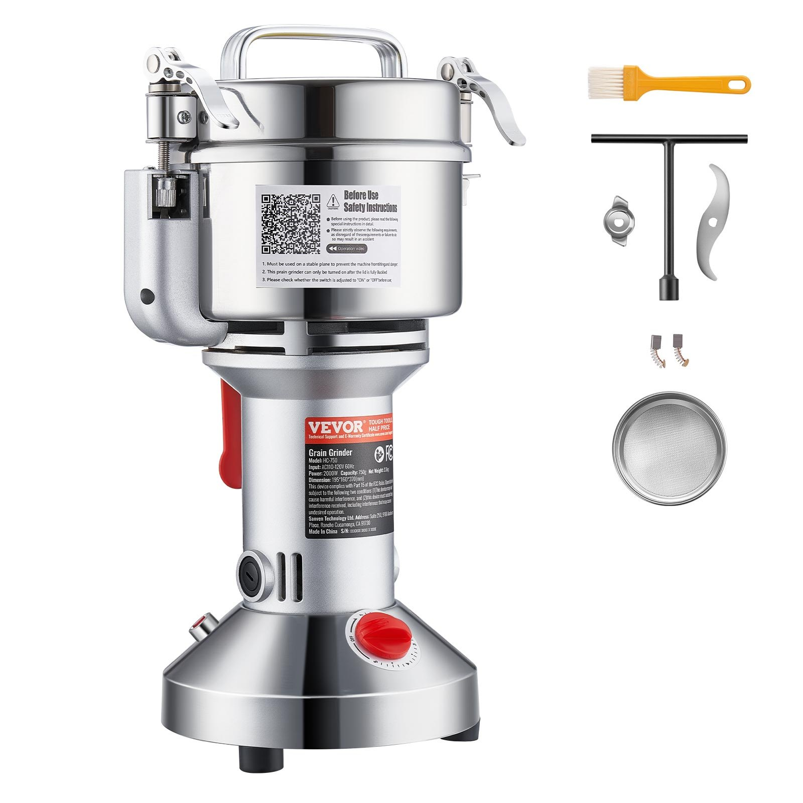 550g Electric Grain Mill Grinder, Straight Type