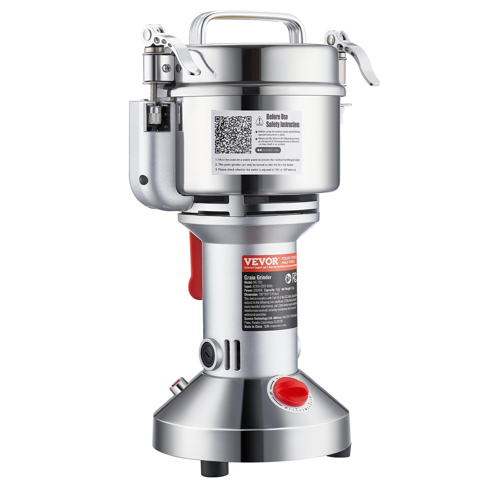 550g Electric Grain Mill Grinder, Straight Type