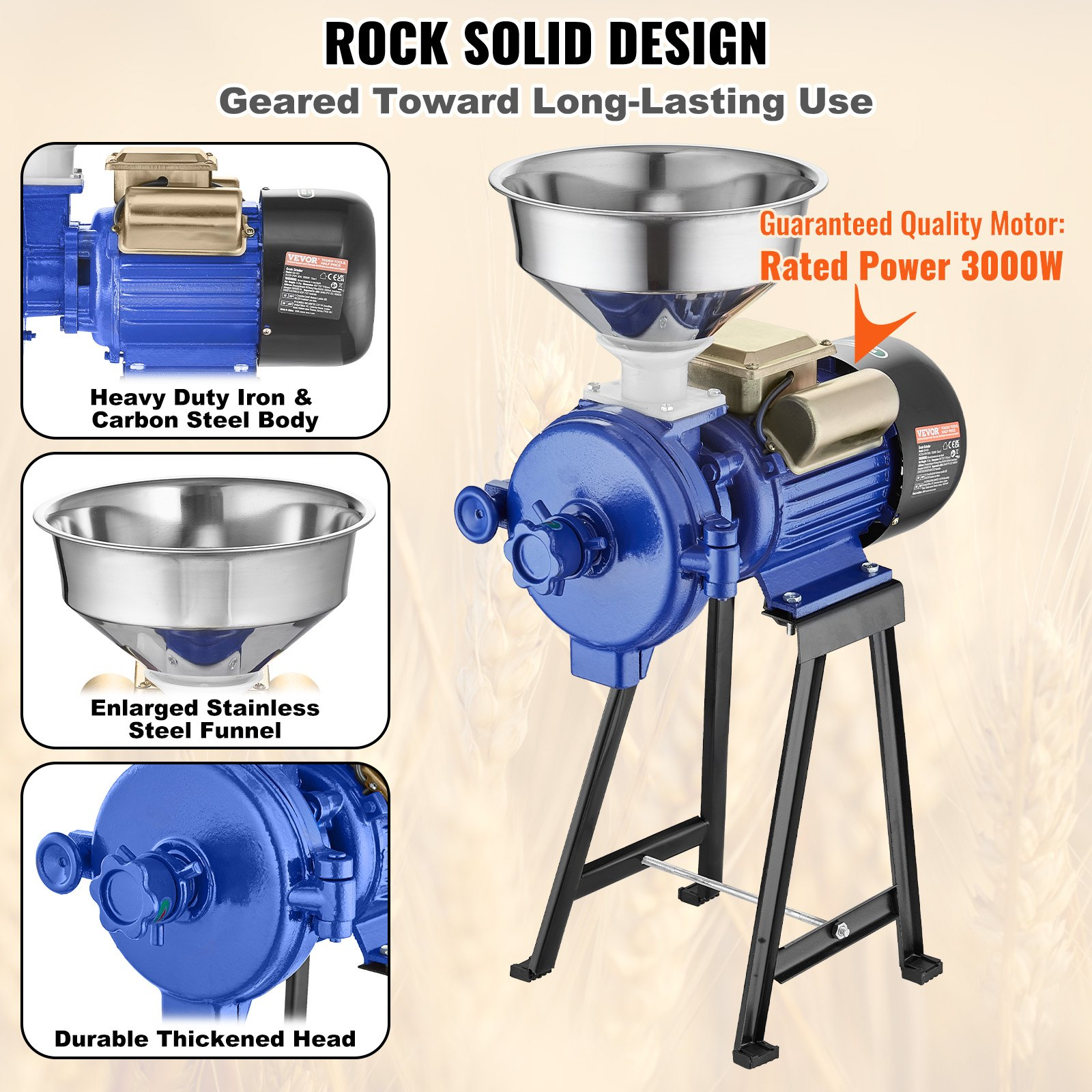 Electric Grain Mill Grinder, 3000W Spice Grinders, Dry Grinder