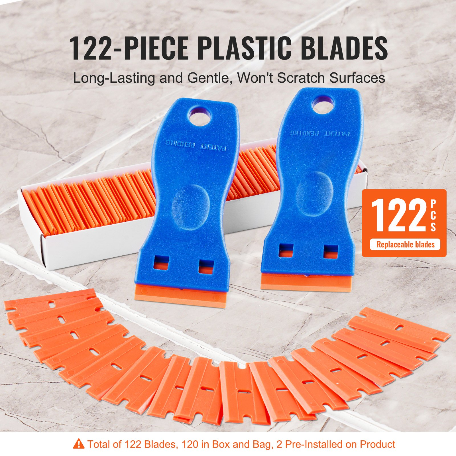 Raspador de cuchillas de afeitar de plástico VEVOR 2 PIEZAS herramienta rascadora 120 piezas cuchillas de plástico POM - Imagen 2 de 10