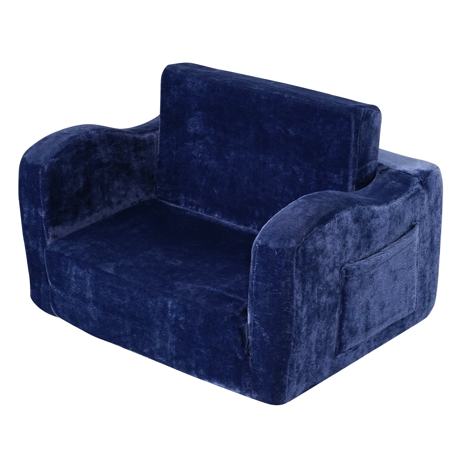 2-in-1 Kids Couch, Toddler Chair Sofa Bed Convertible Lounger for Playroom, Blue - Picture 8 of 10
