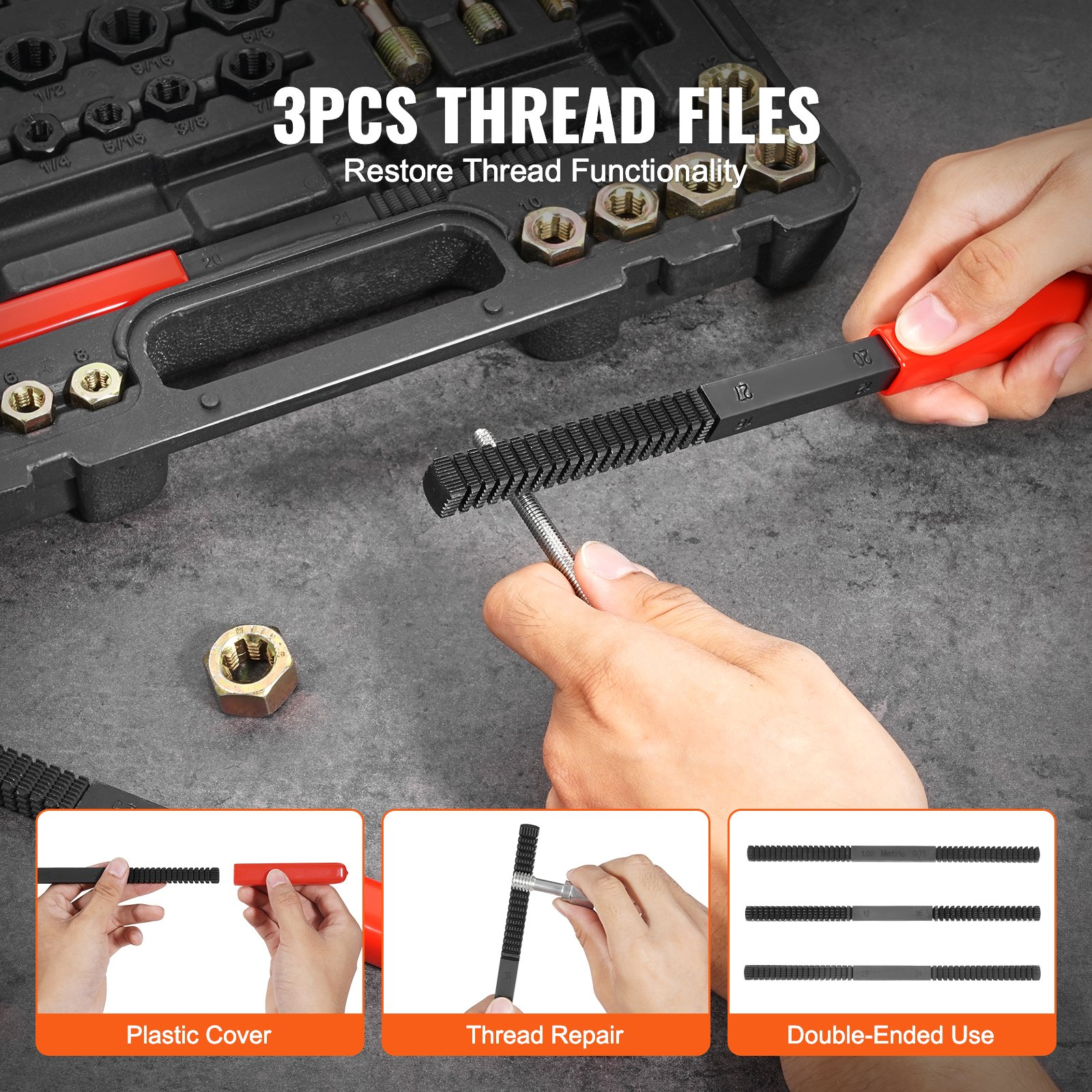 VEVOR 49PCS Thread Chaser Set UNC UNF Metric Thread Restorer Tool Rethreading - Picture 4 of 10