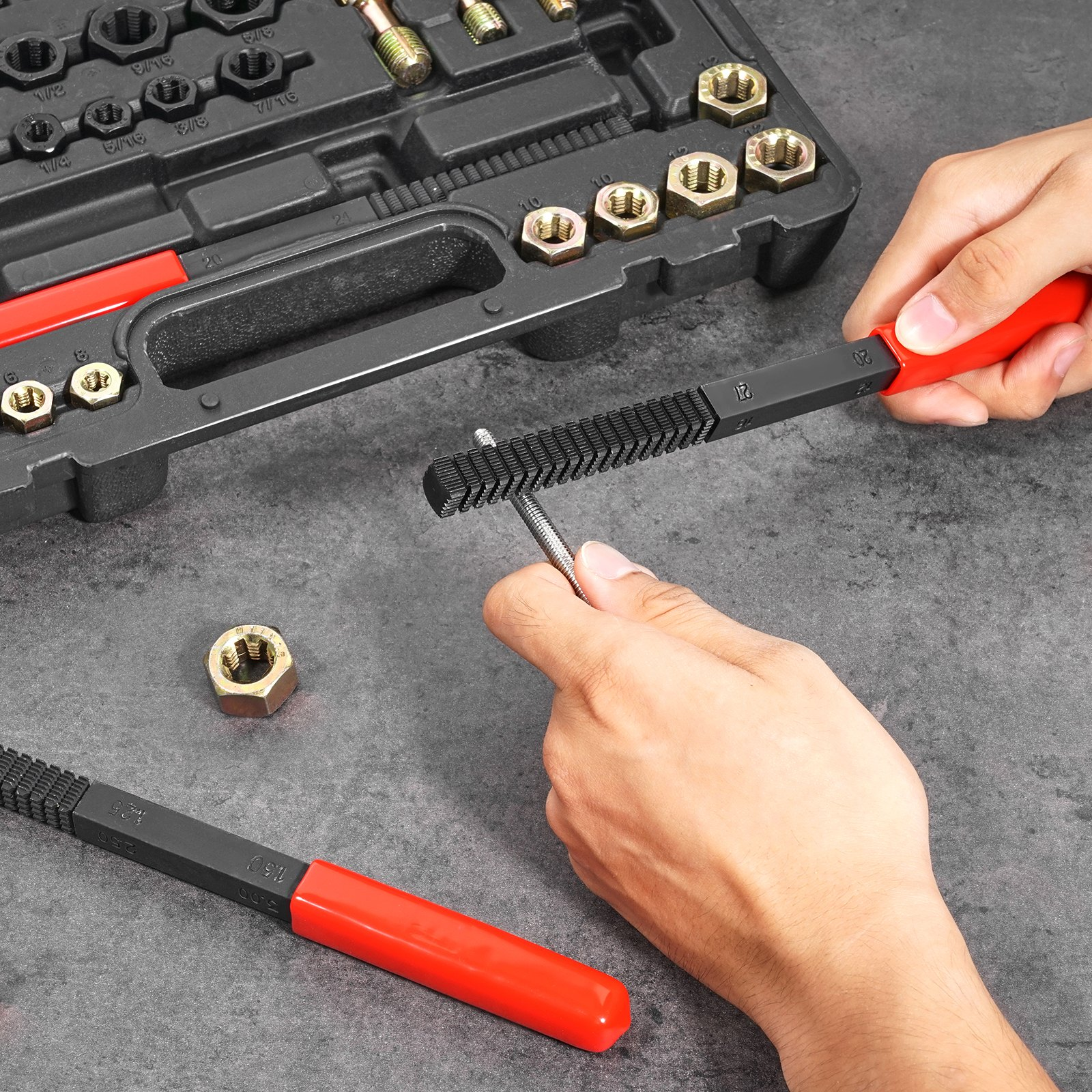 VEVOR 49PCS Thread Chaser Set UNC UNF Metric Thread Restorer Tool Rethreading - Picture 7 of 10