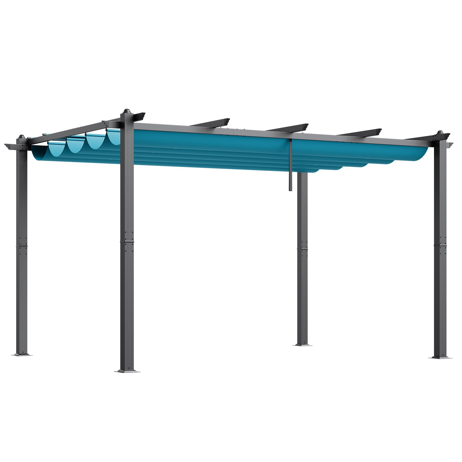 VEVOR 10'x13' Outdoor Retractable Pergola with Sun Shade Canopy Aluminum Bule - Picture 8 of 11