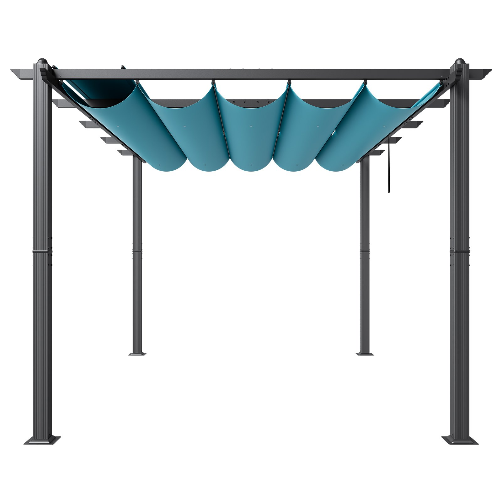 VEVOR 10'x13' Outdoor Retractable Pergola with Sun Shade Canopy Aluminum Bule - Picture 9 of 11
