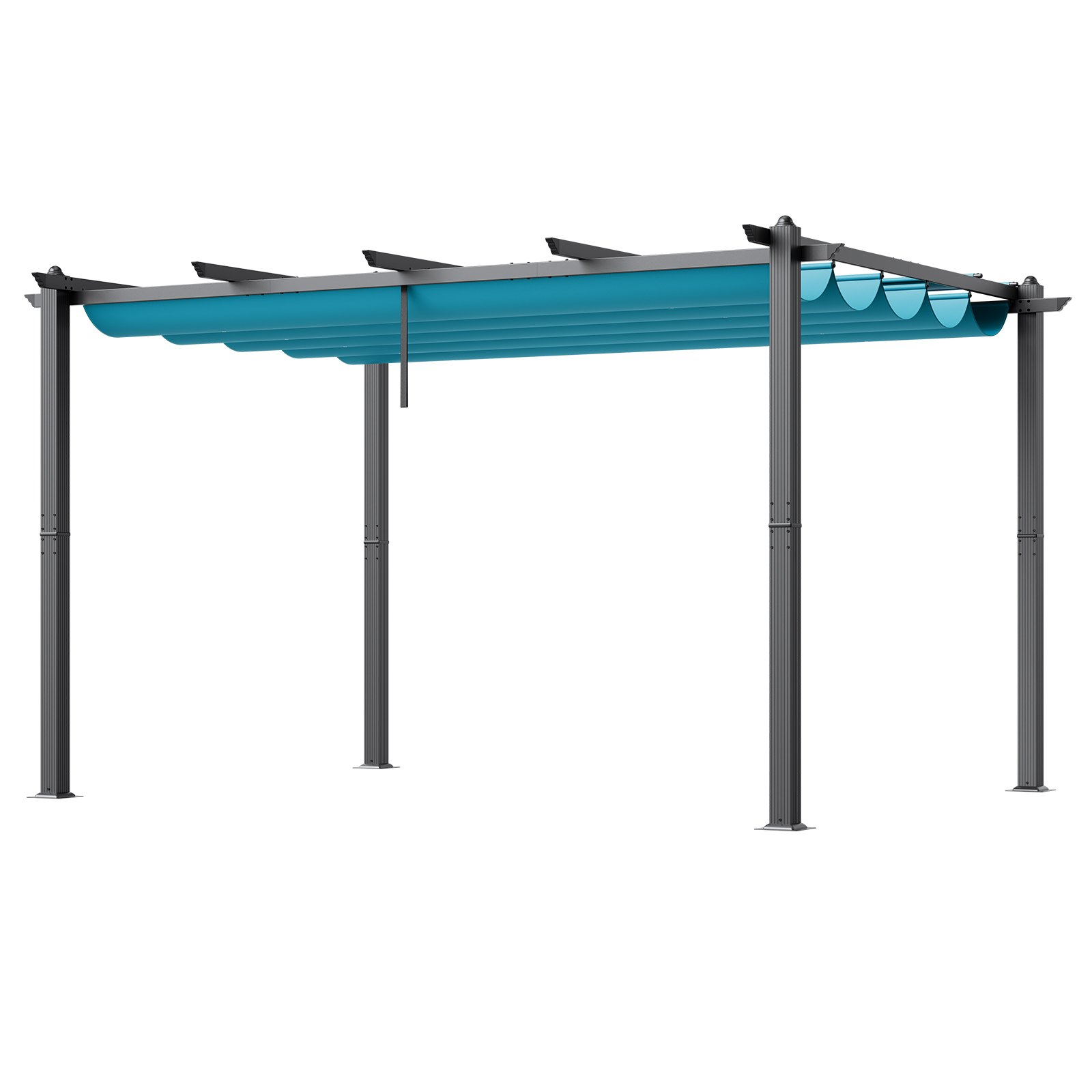 VEVOR 10'x13' Outdoor Retractable Pergola with Sun Shade Canopy Aluminum Bule - Picture 10 of 11