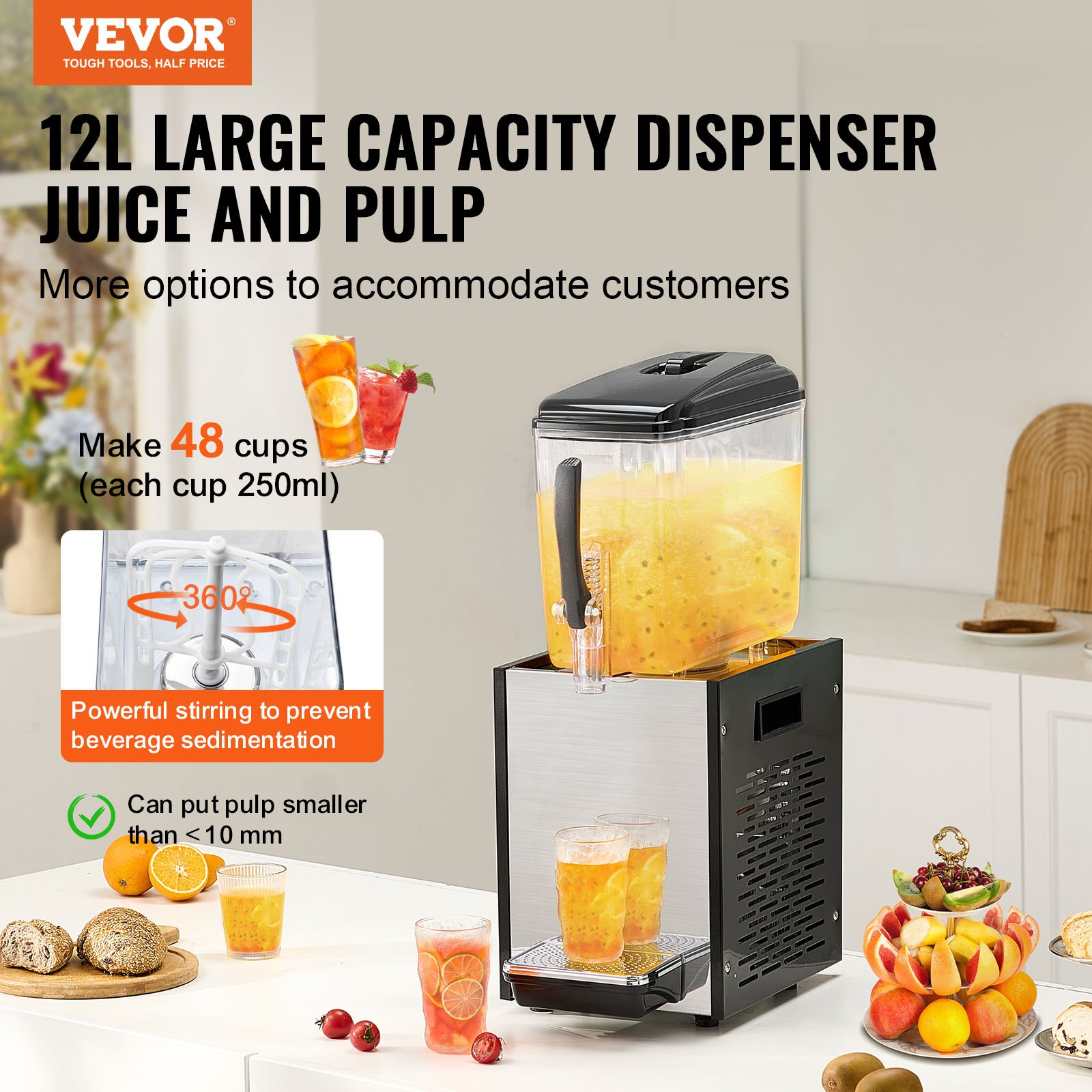 12L Commercial Beverage Dispenser 246W Cold Drink Juice Cooler ...
