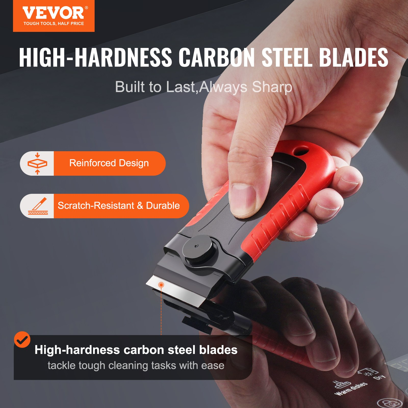 VEVOR Razor Blade Scraper Locking Scraper Tool 15 Extra Blades with Security Cap - Picture 1 of 10