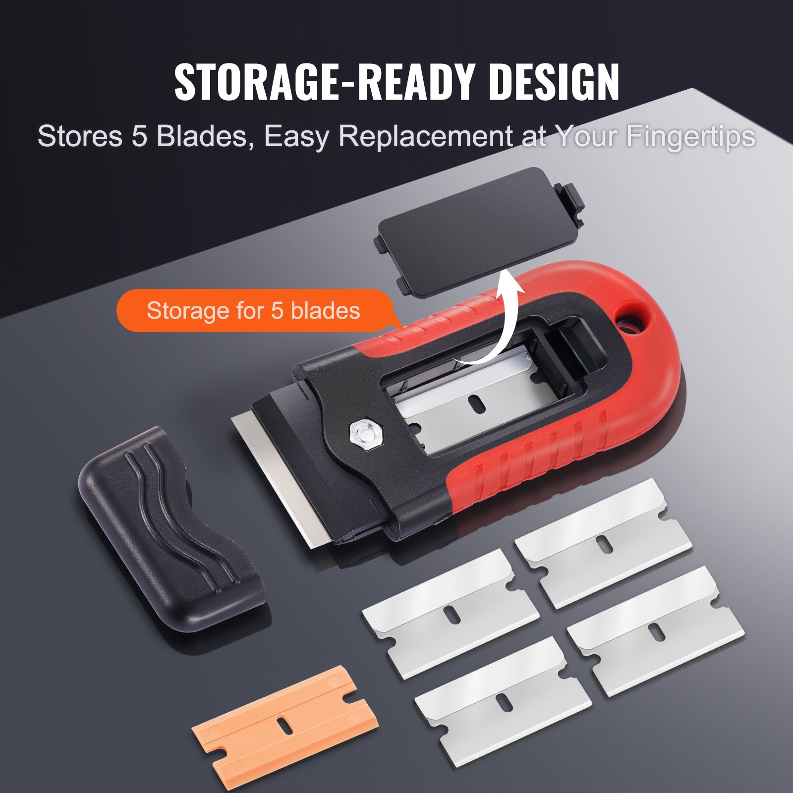 VEVOR Razor Blade Scraper Locking Scraper Tool 15 Extra Blades with Security Cap - Picture 4 of 10