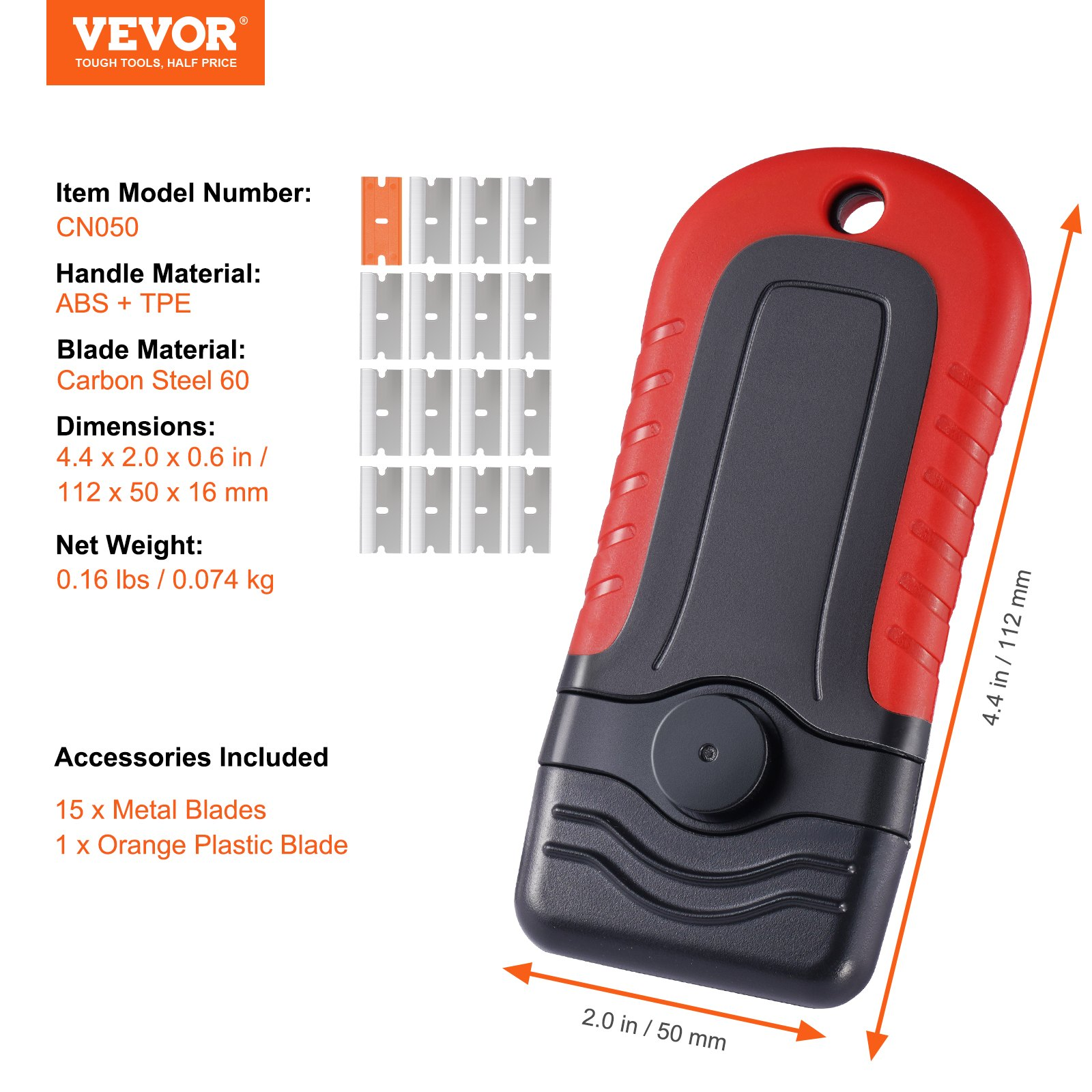 VEVOR Razor Blade Scraper Locking Scraper Tool 15 Extra Blades with Security Cap - Picture 6 of 10