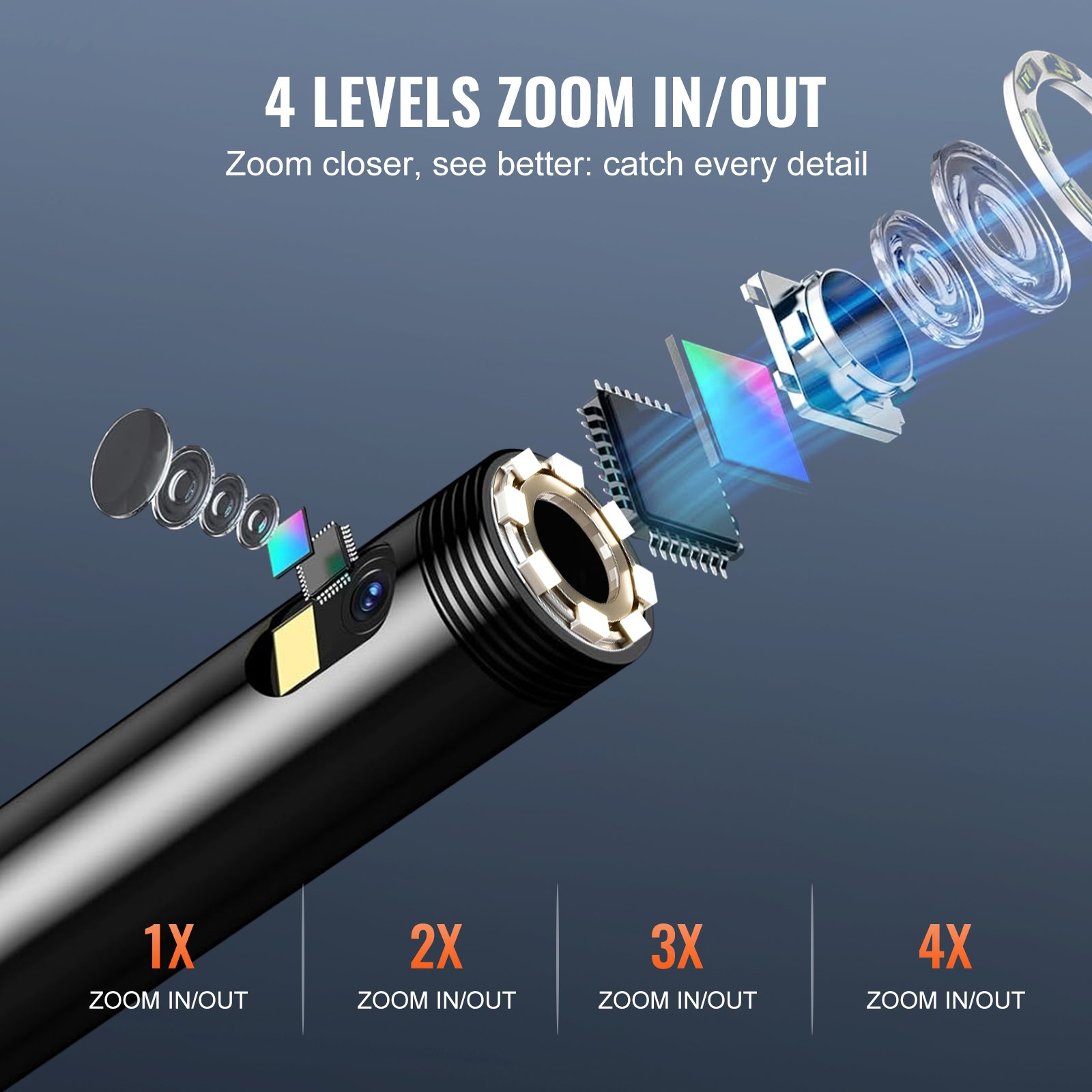 Cámara endoscópica VEVOR con luces boroscopio de doble lente cable de 16,4 pies pantalla de 4,3" - Imagen 3 de 10