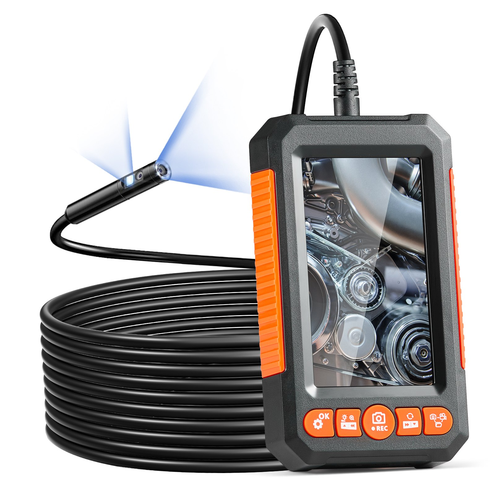 Cámara endoscópica VEVOR con luces boroscopio de doble lente cable de 16,4 pies pantalla de 4,3" - Imagen 8 de 10