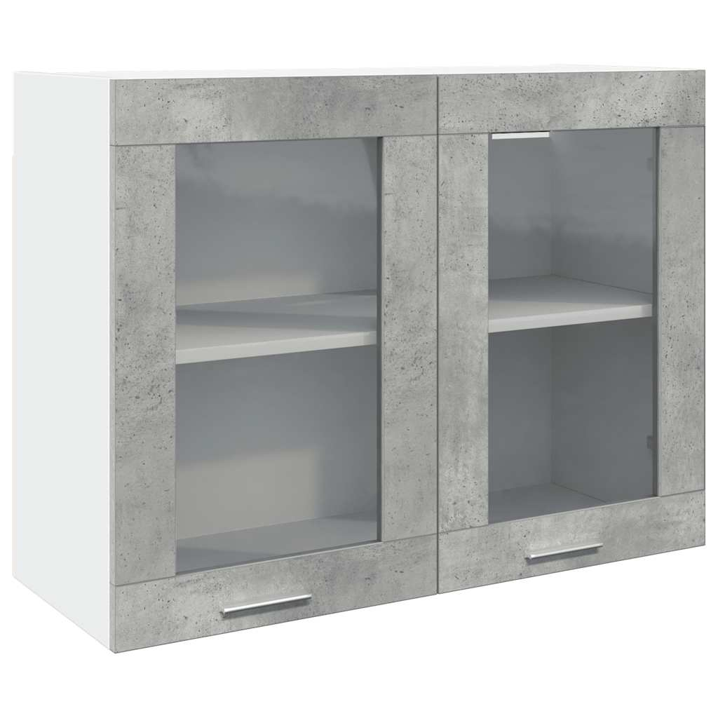 vidaXL Hanging Glass Cabinet Concrete Grey 80x31x60 cm cm - Picture 2 of 10