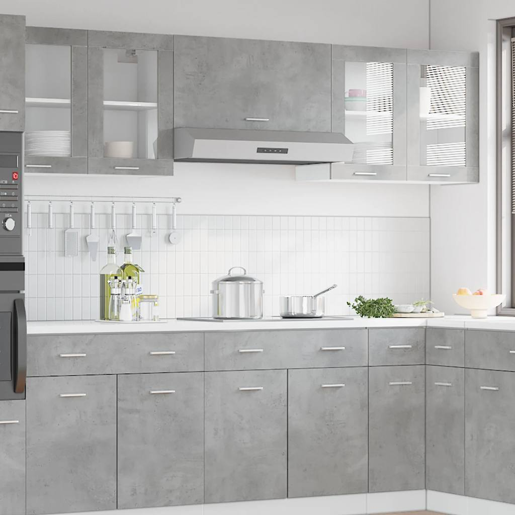 vidaXL Hanging Glass Cabinet Concrete Grey 80x31x60 cm cm - Picture 3 of 10