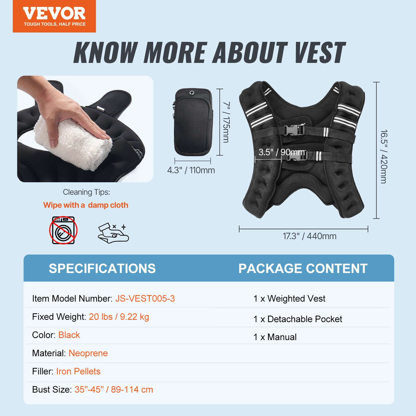 20lb Weighted Vest for Strength Training | Adjustable, Comfortable Workout Vest