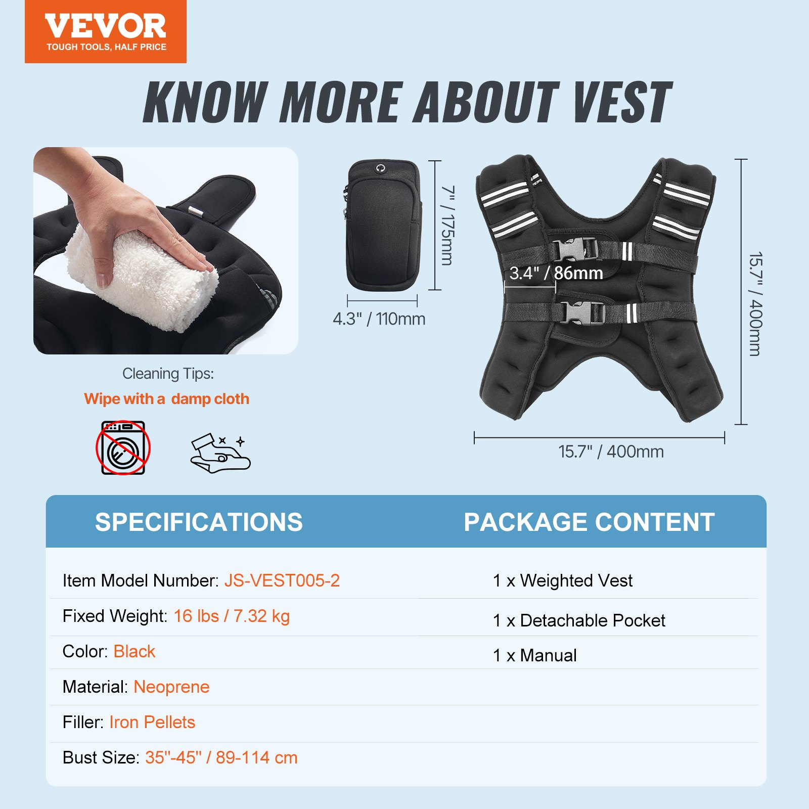 16lb Weighted Vest for Men Women Workout Equipment for Strength Training