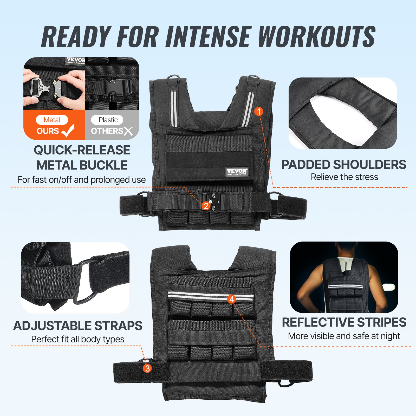 35lb Adjustable Weighted Vest for Men Women Strength Training Running