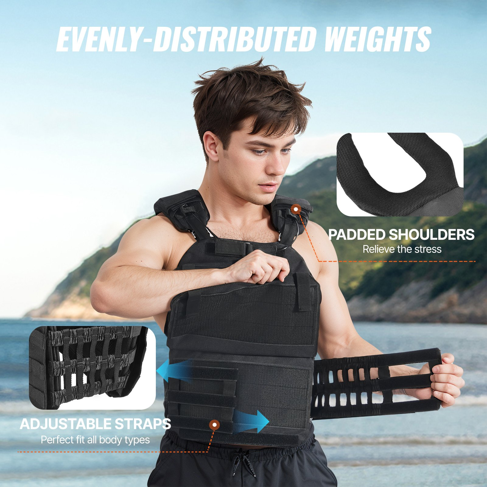 VEVOR 40lb Adjustable Weighted Vest for Men Women Strength Training Running