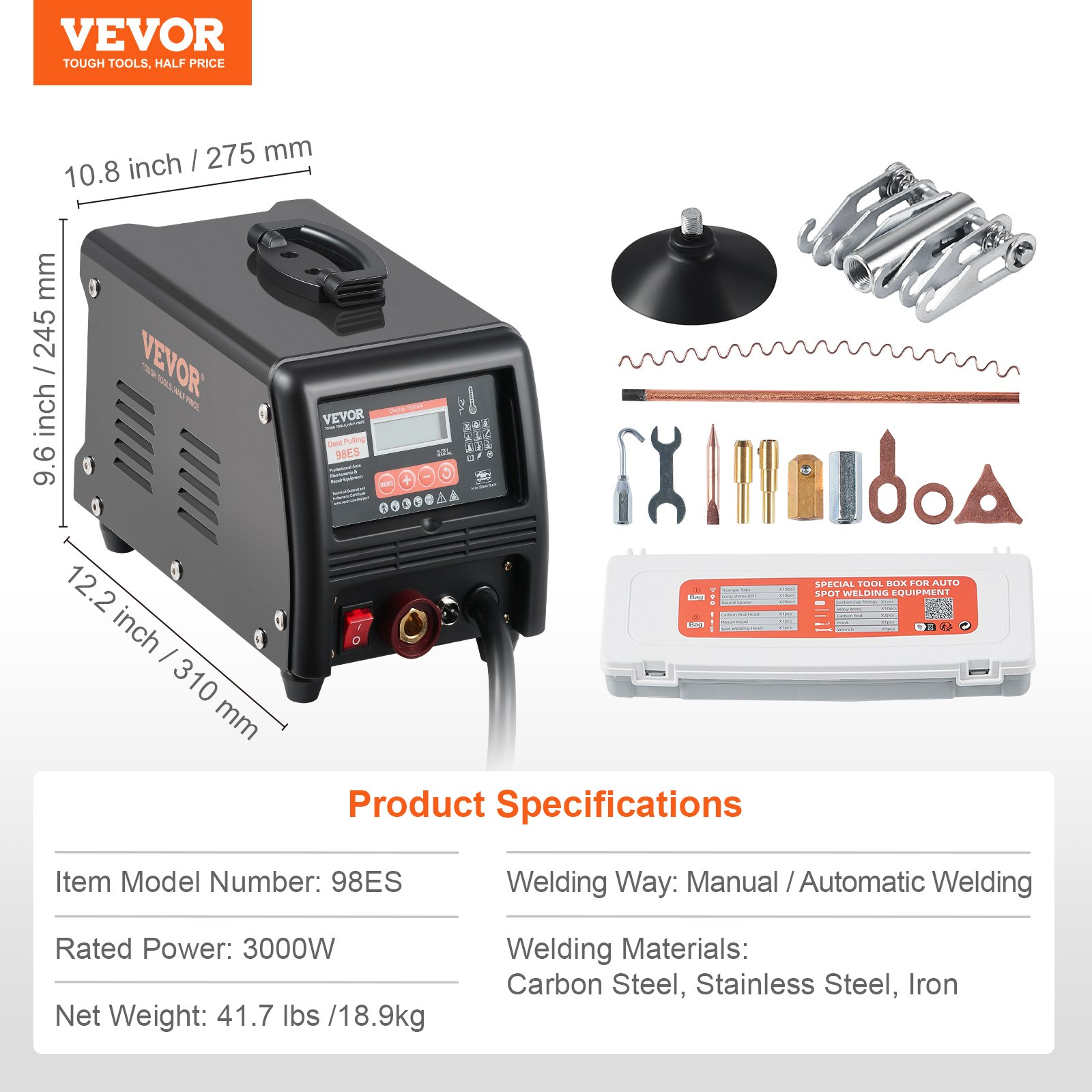 VEVOR Stud Welder Dent Repair Kit 3KW Spot Welder Dent Puller Machine 9 Modes - Picture 6 of 11