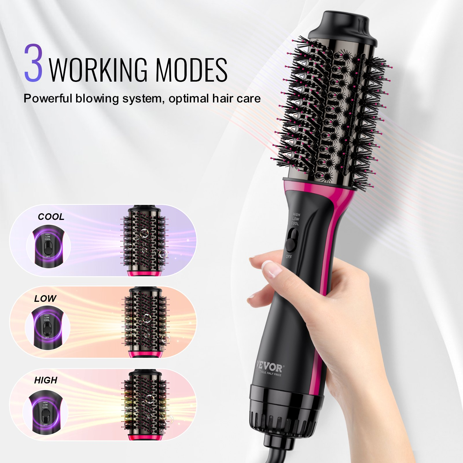 Hair Blow Dryer Brush Ionic Hair Styler Volumizer with 2.56" Oval Barrel