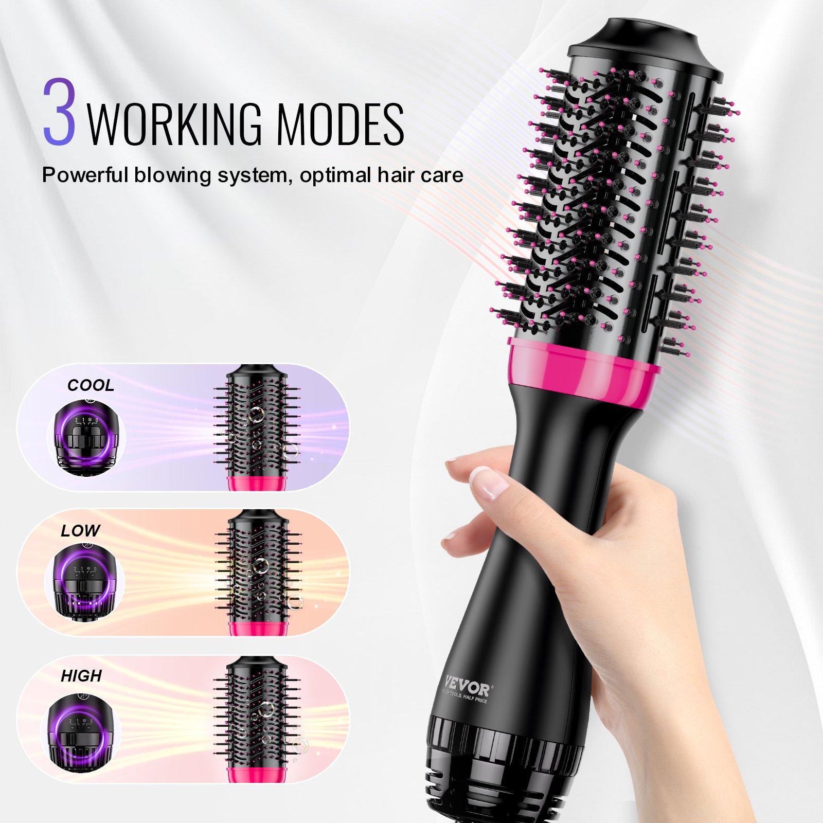 Hair Blow Dryer Brush - Ionic Hair Dryer & Styler with 2.56" Oval Barrel