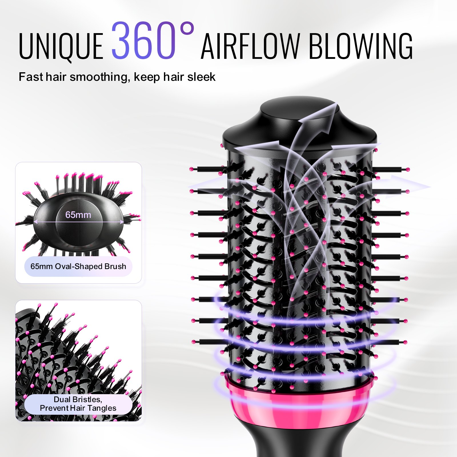 Hair Blow Dryer Brush - Ionic Hair Dryer & Styler with 2.56" Oval Barrel