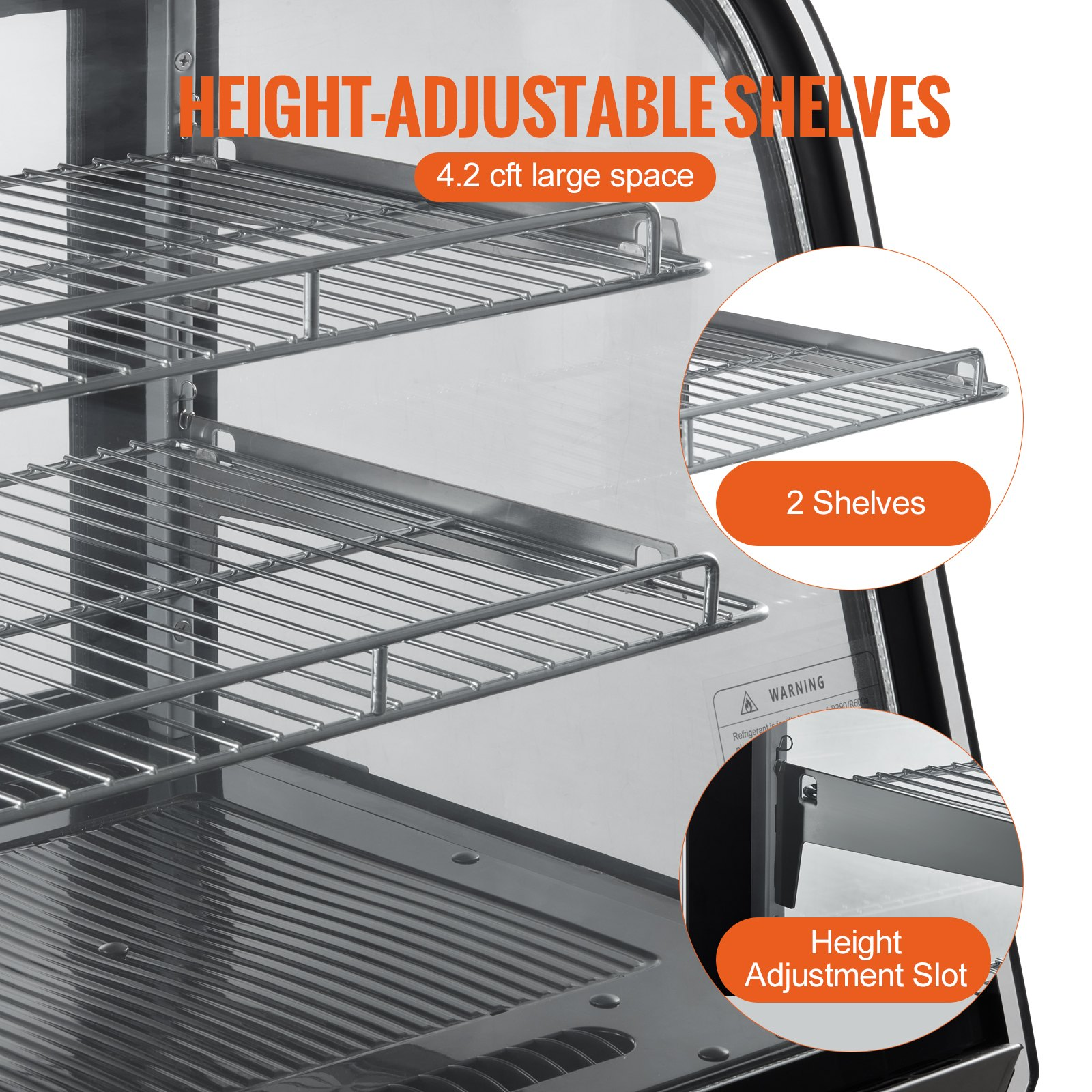 Refrigerated Display Case 4.2 Cu Ft 2 Tier Countertop Pastry Cooler