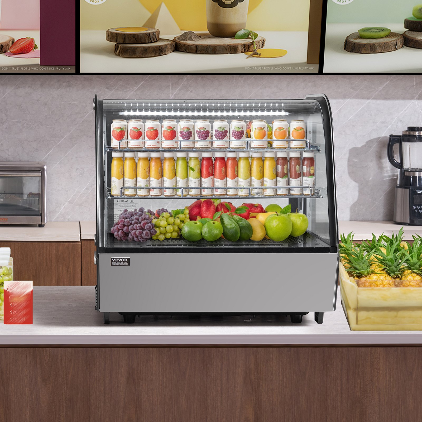 Refrigerated Display Case 4.2 Cu Ft 2 Tier Countertop Pastry Cooler