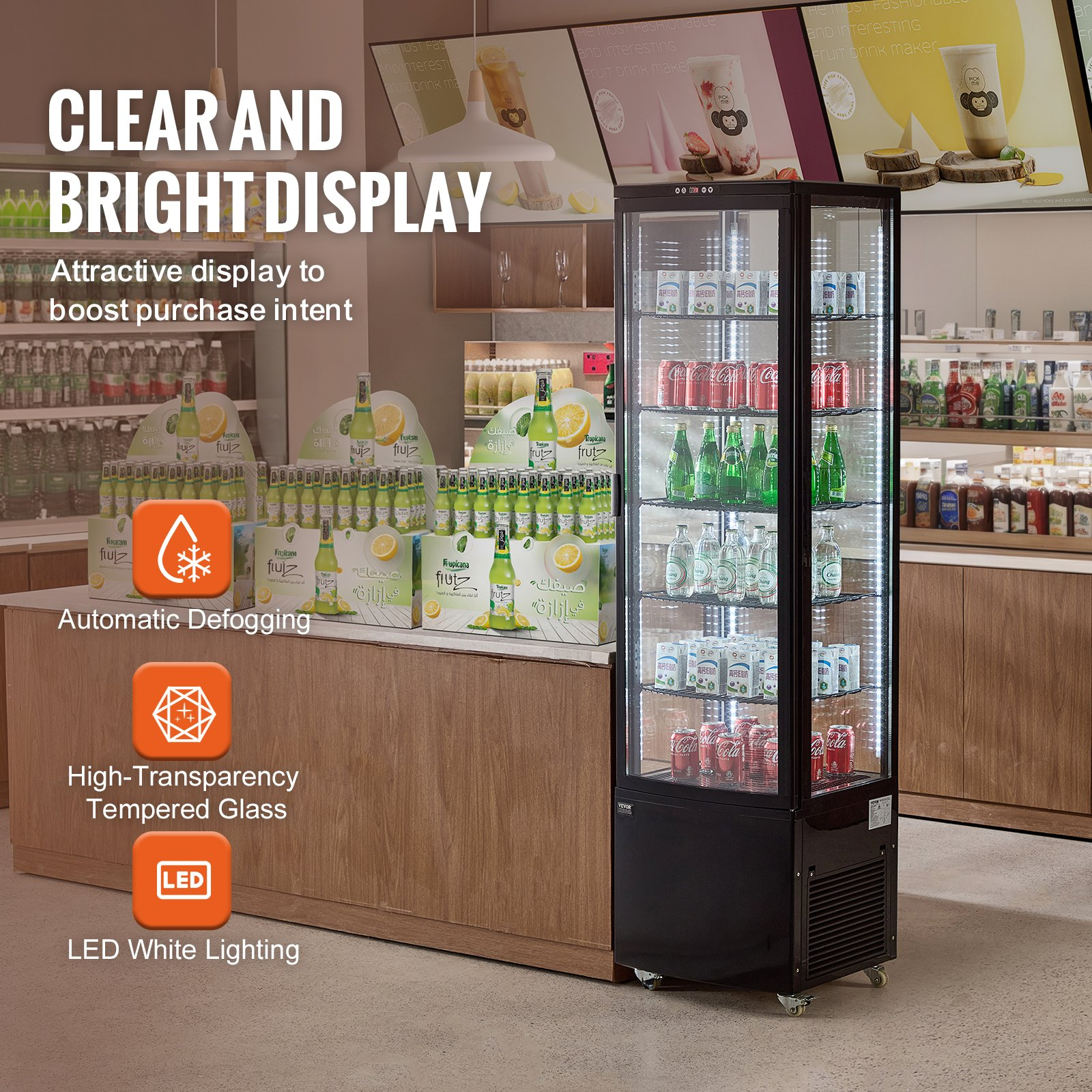 Refrigerated Display Case 9.8 Cu Ft 5 Tier Commercial Pastry Cooler