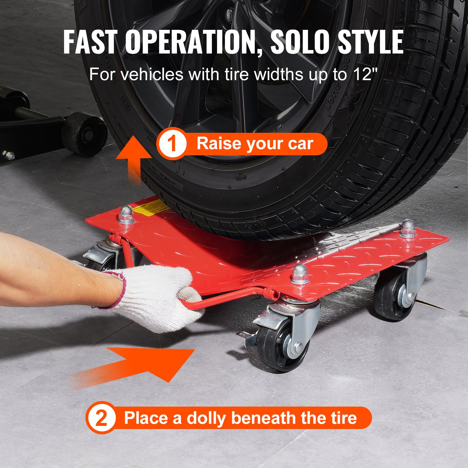 VEVOR Wheel Dolly Heavy-Duty Car Tire Stake Vehicle Moving Dolly 8000 lbs 4 Pack - Picture 5 of 10