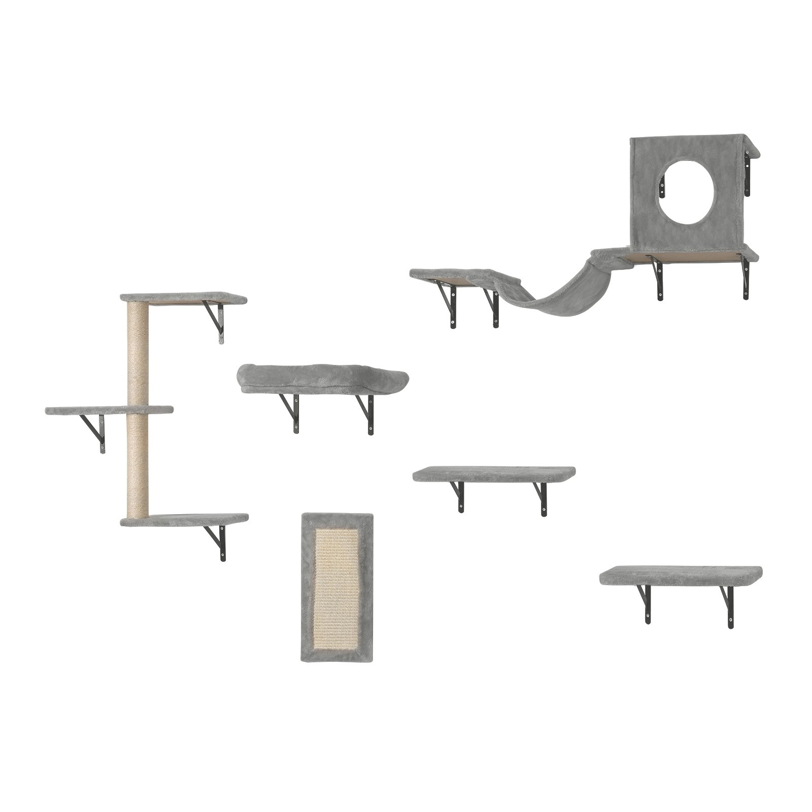 Wall Mounted Cat Shelves, Set of 6