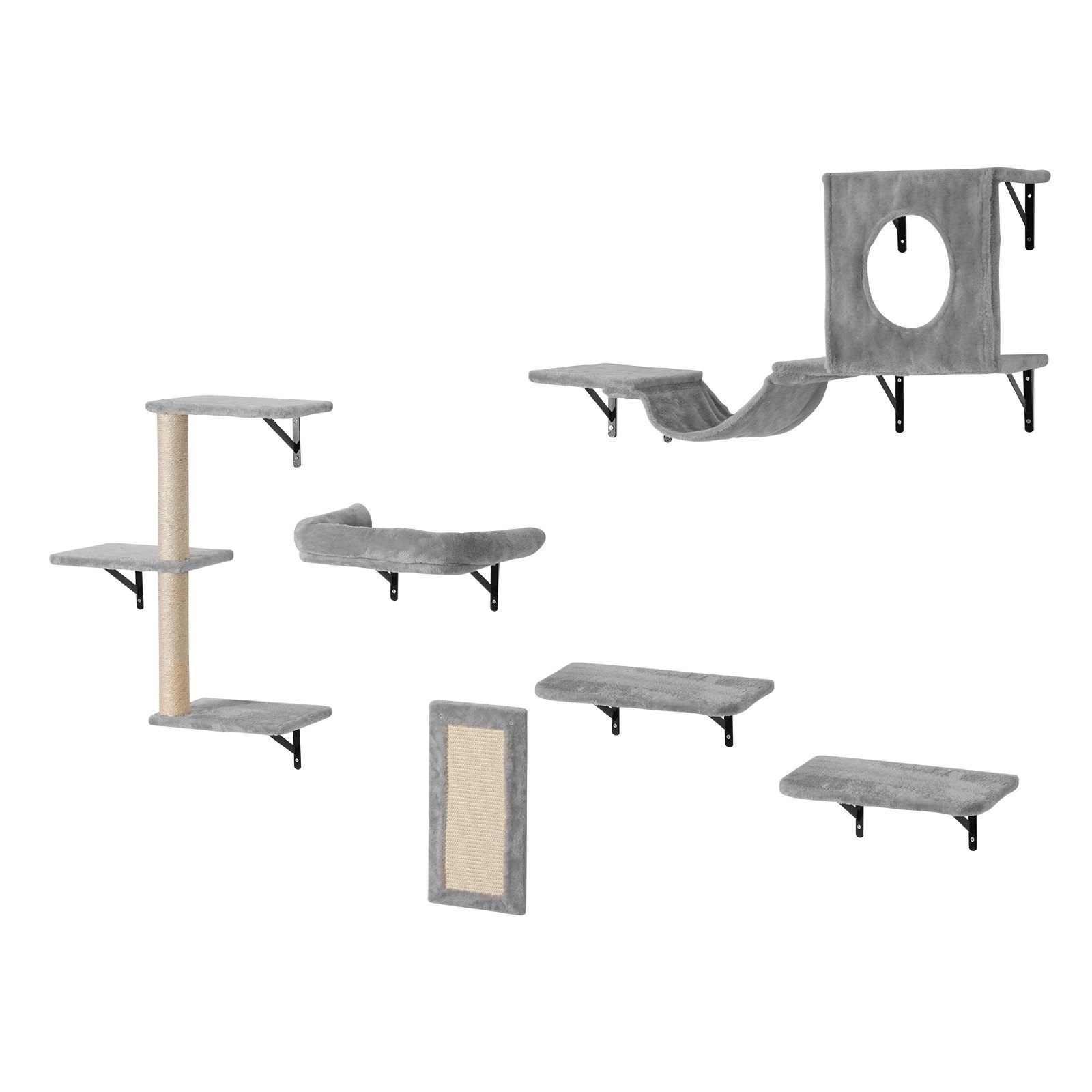 Wall Mounted Cat Shelves, Set of 6