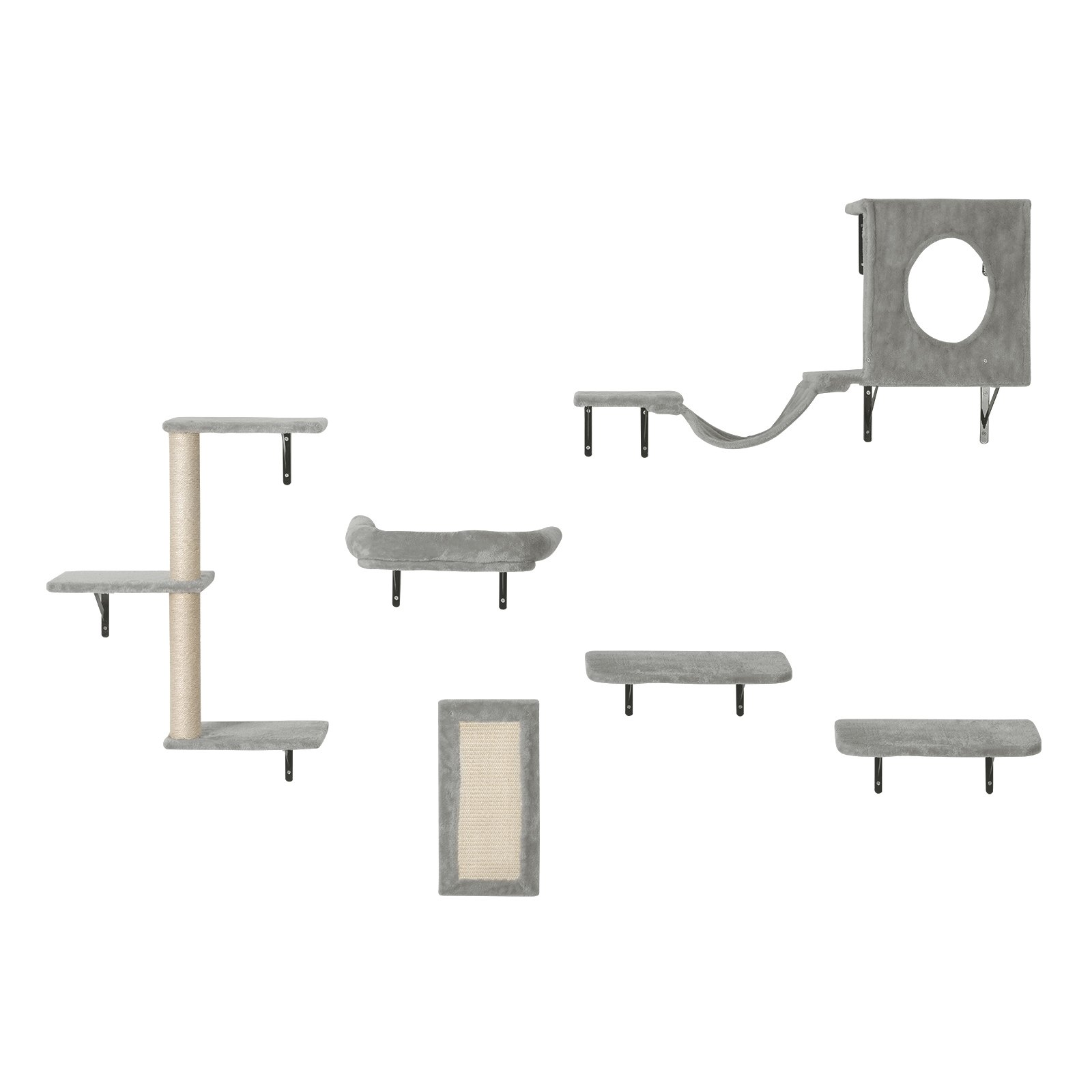 Wall Mounted Cat Shelves, Set of 6