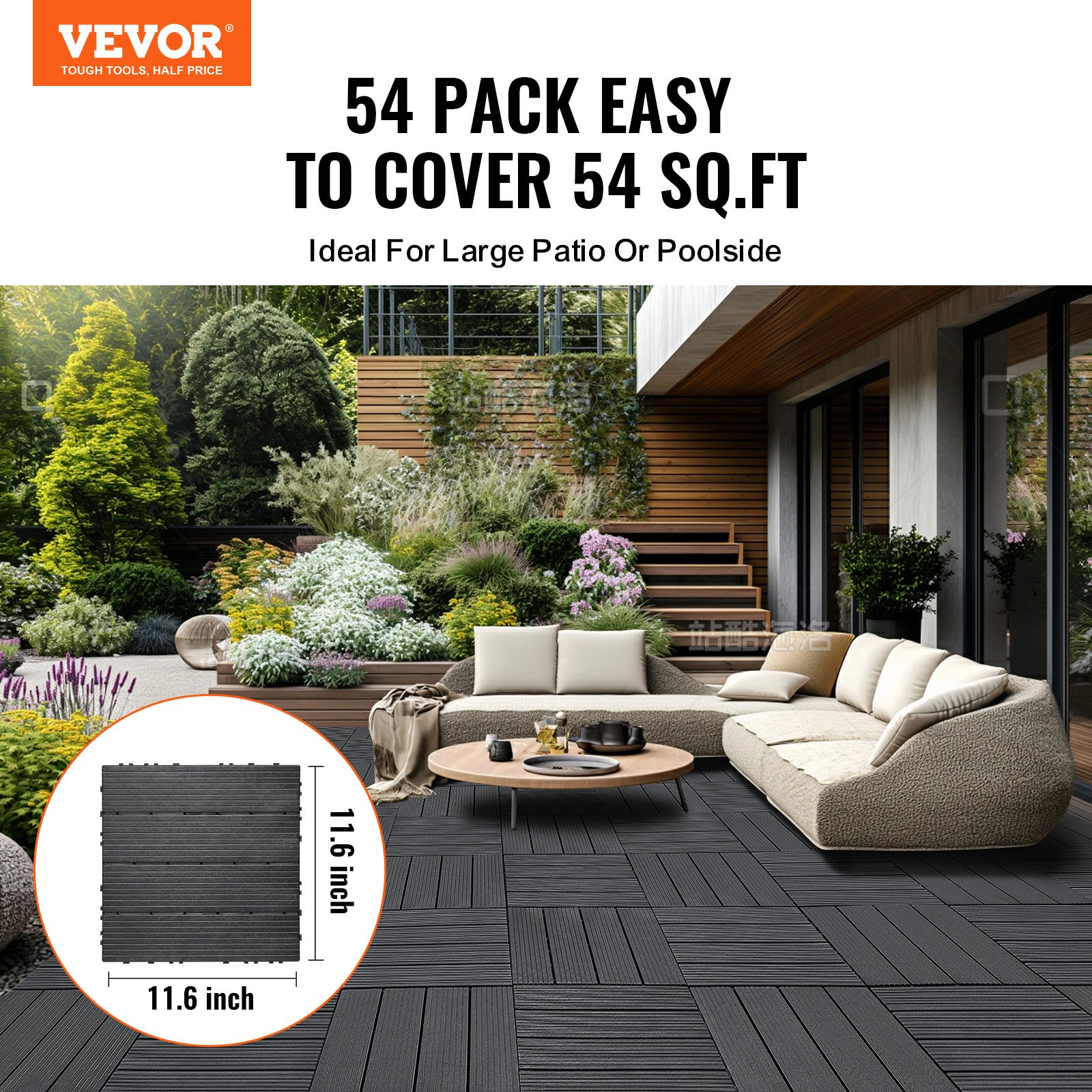 Interlocking Deck Tiles, 54 Pack, Dark Grey | eBay