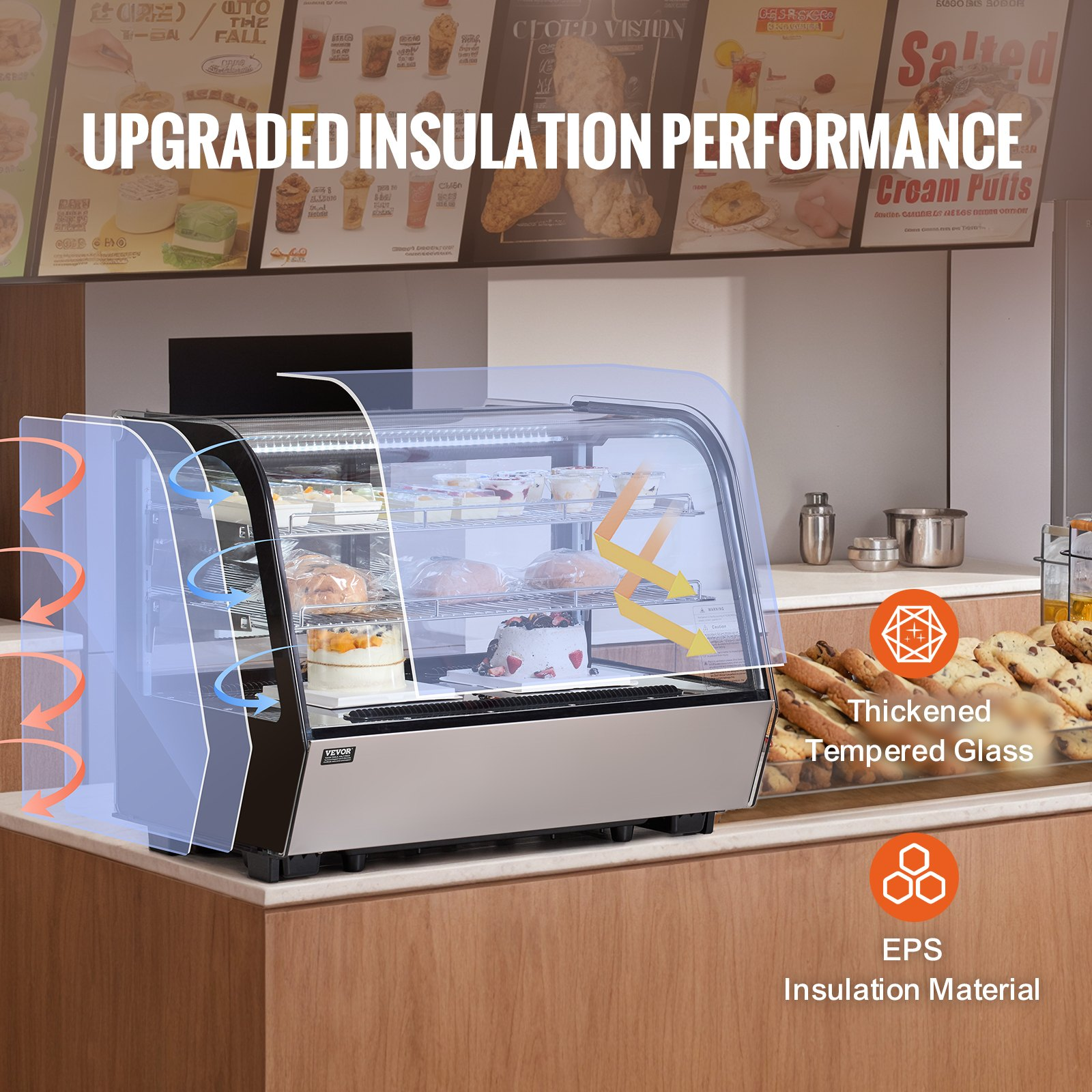 Refrigerated Display Case 5 Cu Ft 2 Tier Countertop Pastry Cooler