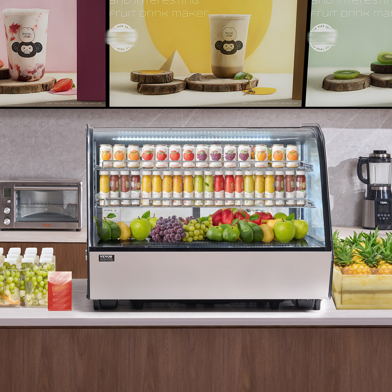 Refrigerated Display Case 5 Cu Ft 2 Tier Countertop Pastry Cooler