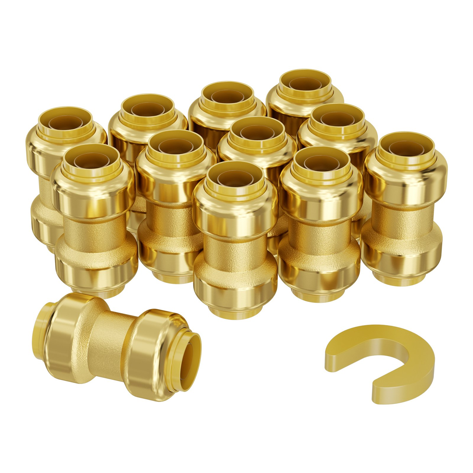 12PCS 1/2″ Brass Push Fit Pipe Fittings Straight Connector Adapter