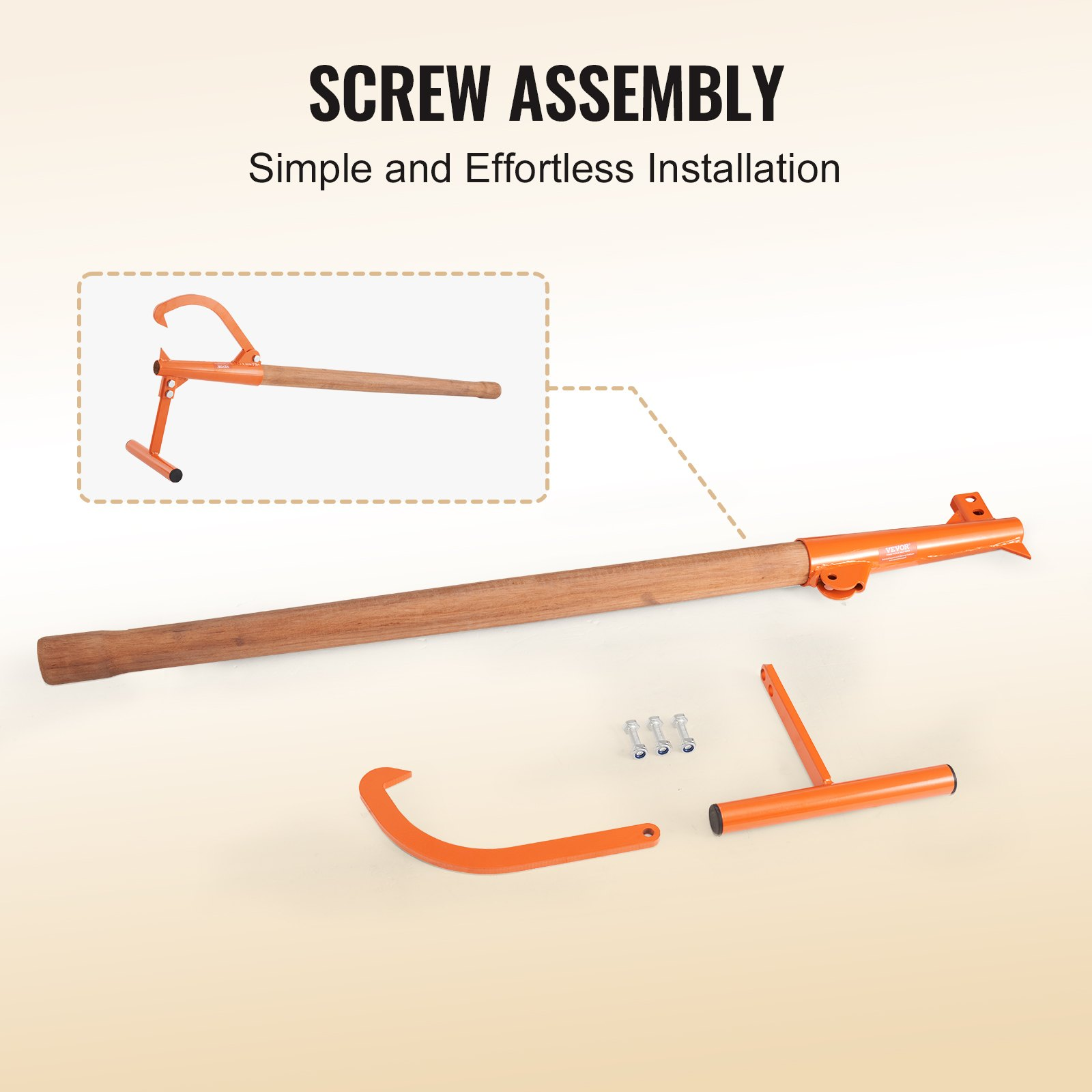 VEVOR Timberjack 46.5 in Heavy Duty Log Lifter Wooden Handle for Max 15" Dia Log