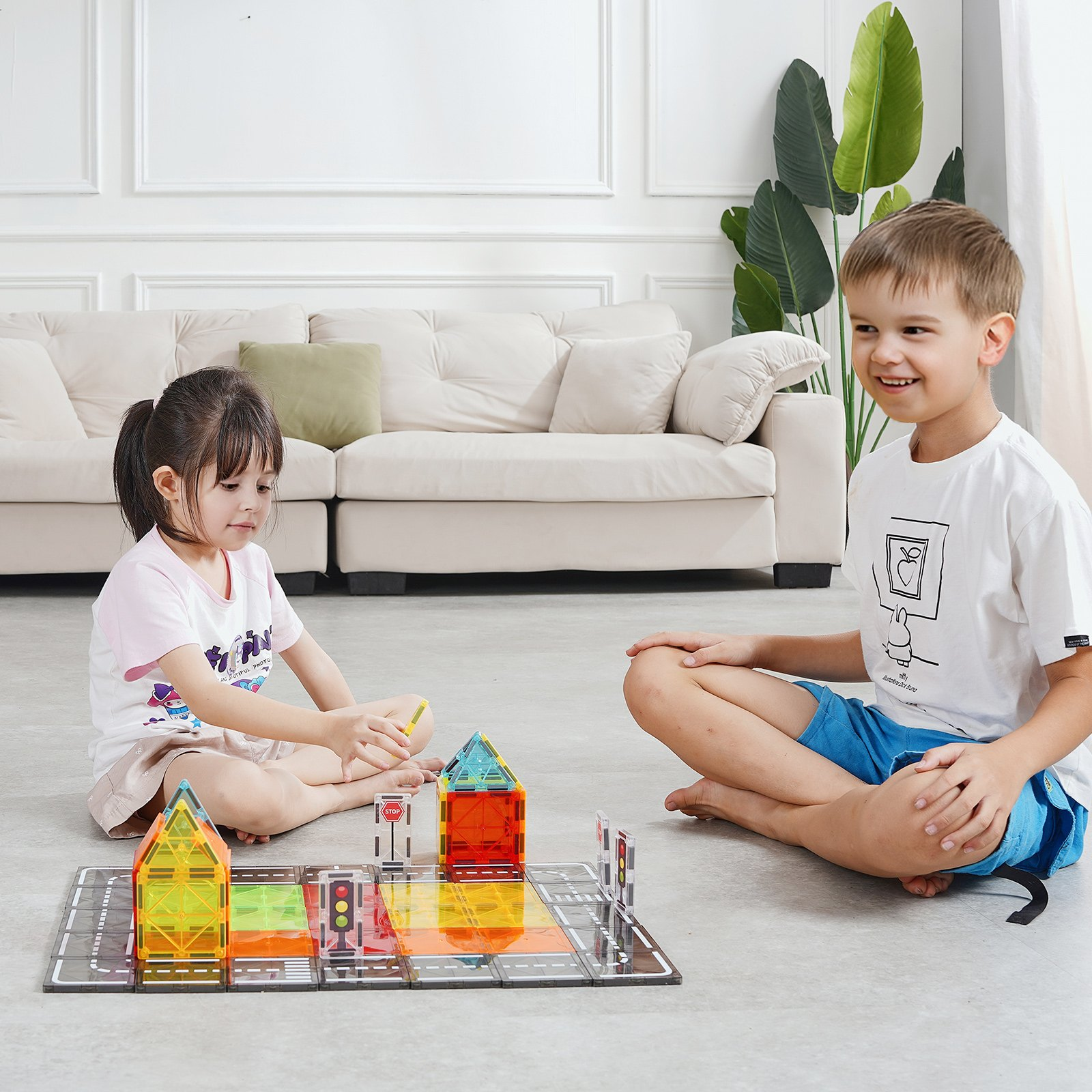 Magnetfliesen Magnet Bauspielzeug 56 Stück Magnetblöcke für Kinder 3D Set - Bild 7 von 10
