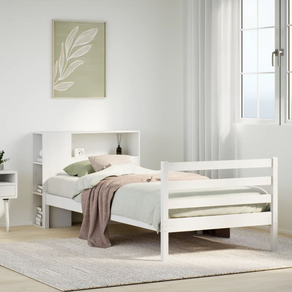 vidaXL Bookcase Bed without Mattress White 100x200 cm Solid Wood Pine