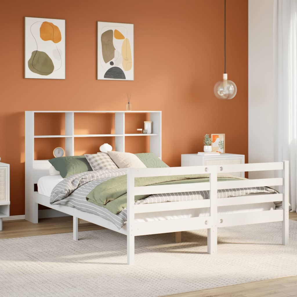 vidaXL Bookcase Bed without Mattress White 135x190 cm Solid Wood Pine