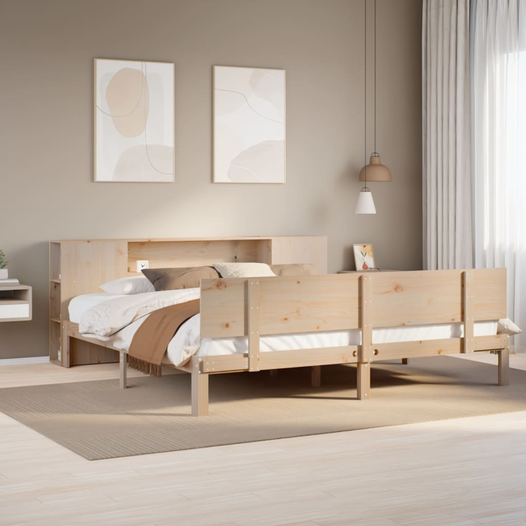 vidaXL Bookcase Bed without Mattress 180x200 cm Super King Solid Wood Pine